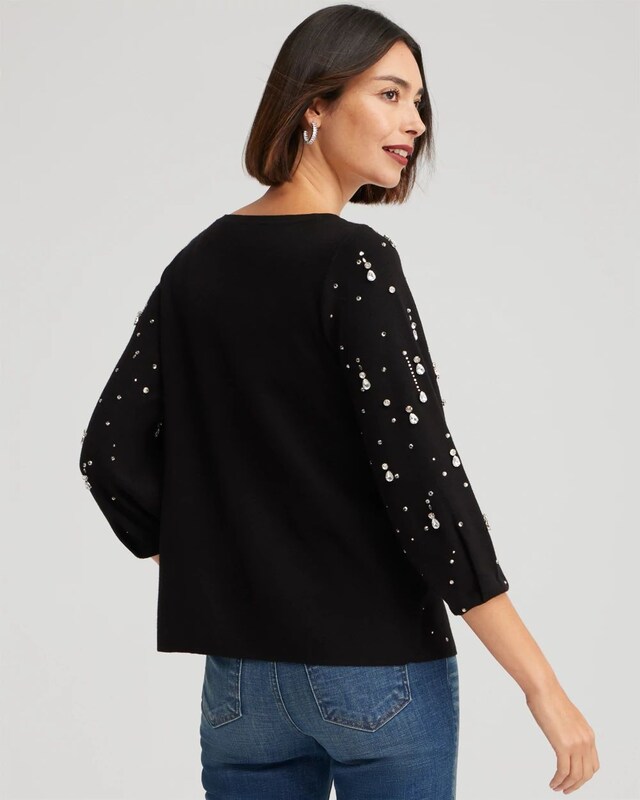 Drop Rhinestone Pullover Sweater - image 3